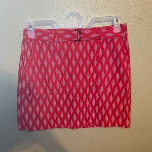 Banana Republic Red Skirt with White Highlights with a Faux Waist Belt Size S